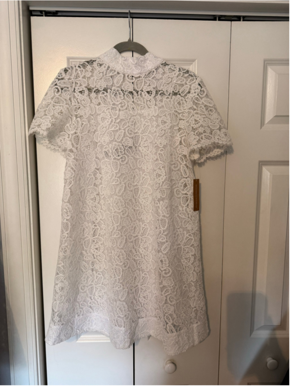 Women's o.p.t White Lace Mini Dress with Back Bow Detail, Size M - Picture 4 of 8
